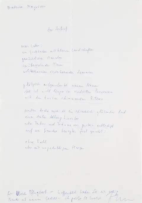 Friederike Mayröcker – Collection sur Friederike Mayröcker avec signatures autographes et une lettre