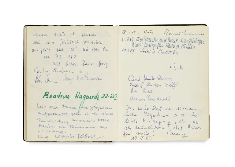 Livre d'or du « Jägerhaus » avec deux inscriptions autographes de Walter Scheel