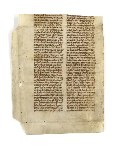 Fragment bifolium sur la doctrine de la transfiguration d'un codex liturgique-théologique d'un manuscrit médiéval tardif