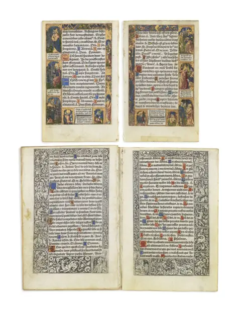 I. Collection de 2 feuillets (4 pages) d'un livre d'heures