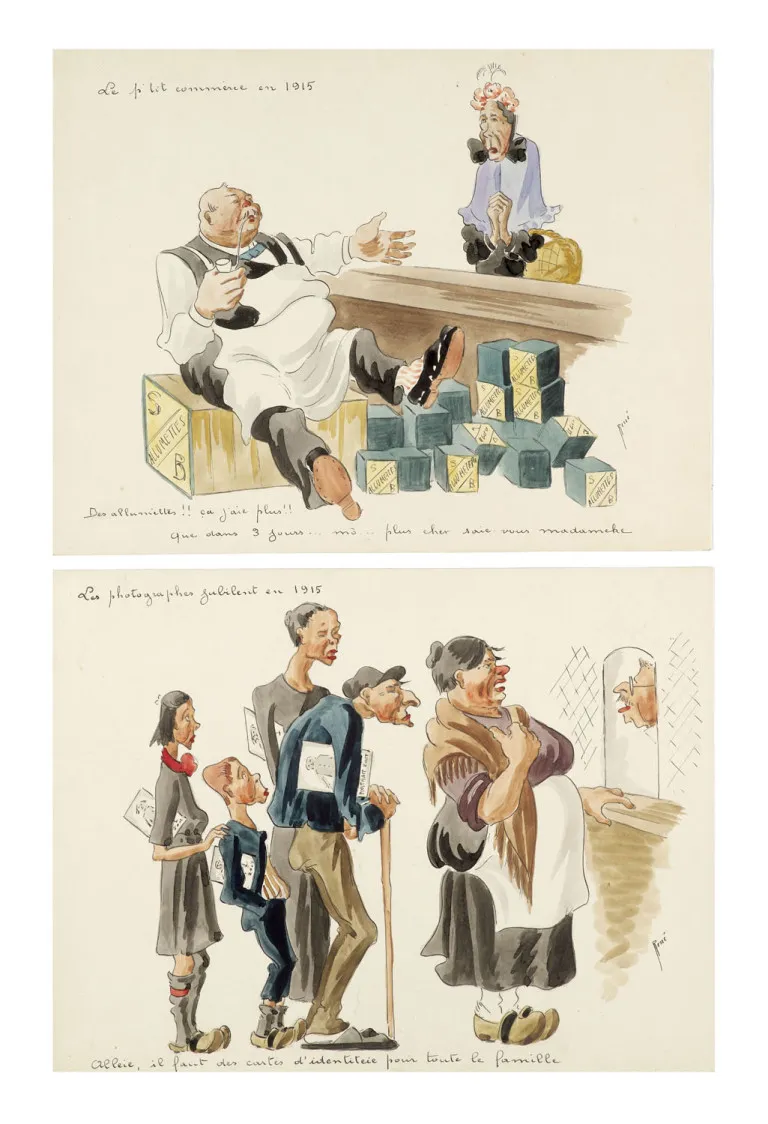 René de Pauw – Collection de 9 caricatures sur la Première Guerre mondiale
