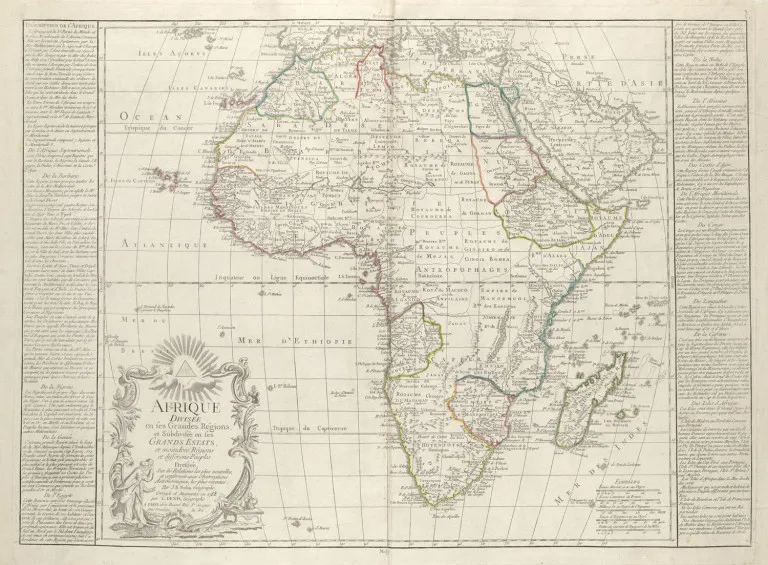 Jean-Baptiste Nolin – Afrique divisée en ses grandes régions et subdivisée en ses grands estats, et moindres régions et différens peuple…