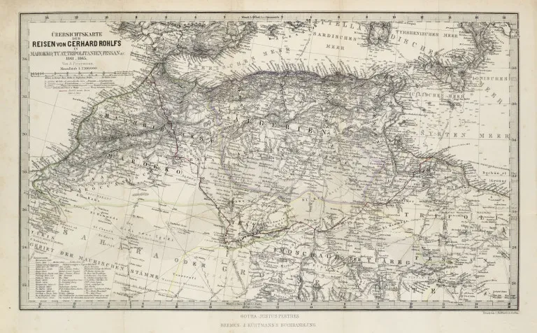 Gerhard Rohlfs – Reise durch Marokko, Uebersteigung des grossen Atlas, Exploration der Oasen von Tafilet, Tuat und Tidikelt und Reise…