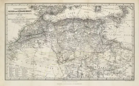 Gerhard Rohlfs – Voyage à travers le Maroc, traversée du grand Atlas, exploration des oasis de Tafilet, Tuat et Tidikelt et voyage…
