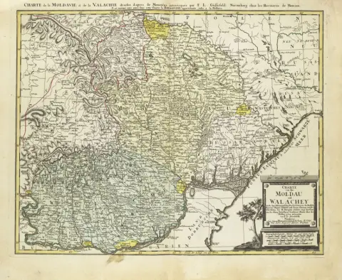 Carte de la Moldavie et de la Valachie dressée d'après des mémoires authentiques par F.L. Güssefeld