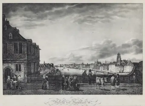 F. Heister d'après C. Morgenstern – Vue de Francfort-sur-le-Main, lithographie