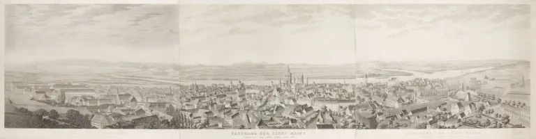 H.W. Eberhard d'après Karl August Frhr. v. Klein – Panorama de la ville de Mayence