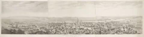 H.W. Eberhard d'après Karl August Frhr. v. Klein – Panorama de la ville de Mayence