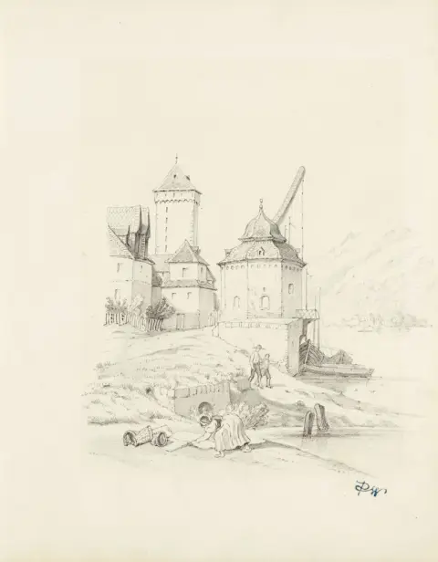 Collection de 5 dessins de paysages