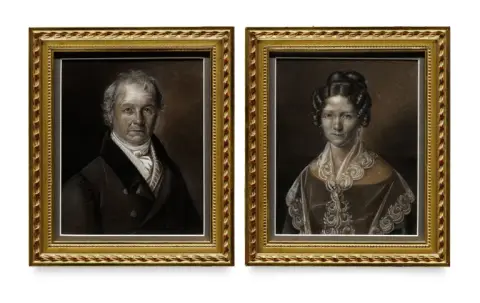 XIXe siècle allemand – 2 portraits Biedermeier