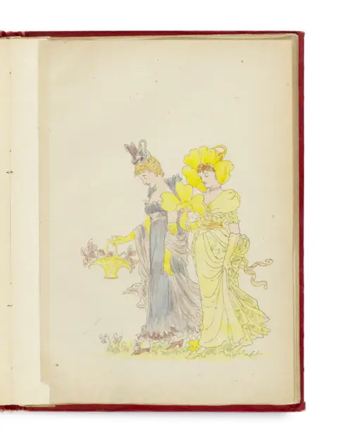 Gizella Mirovszky-Greguss – Album avec 40 aquarelles d'après "Flora Feast" de Walter Crane. Vers 1900