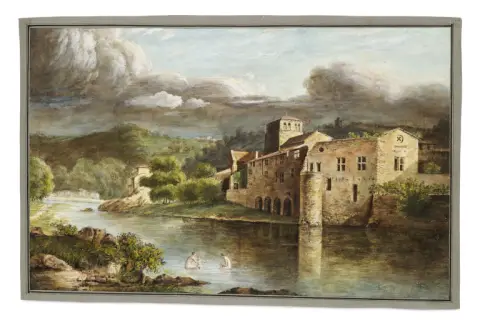 d'après Jean-Michel Grobon – L'Ile-Barbe vue de Saint-Rambert