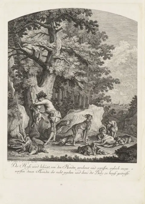 Johann Elias Ridinger – Collection de 10 scènes de chasse