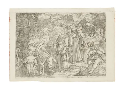 Francesco Valegio – Quatre feuilles de la suite "Venationes Ferarum, Avium, Piscium" d'après Jan van der Straet, dit Stradanus