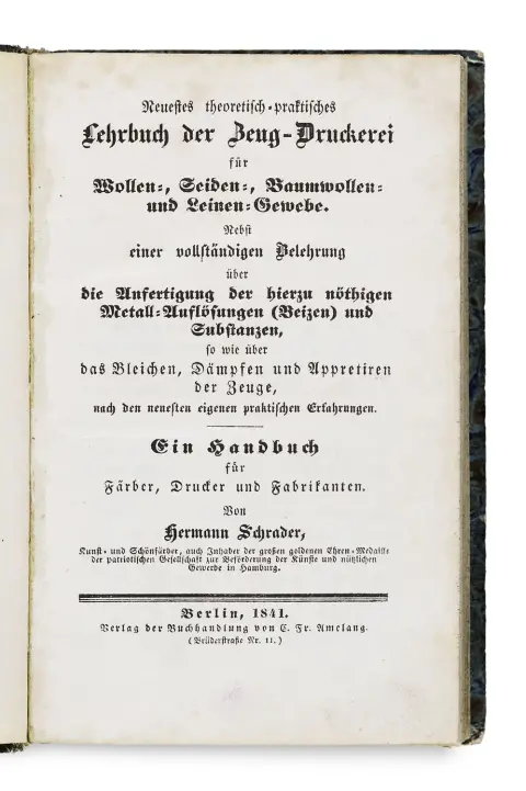 Hermann Schrader – Новейшее теоретико-практическое руководство по печати тканей для шерстяных, шелковых, хлопчатобумажных и льняных тканей