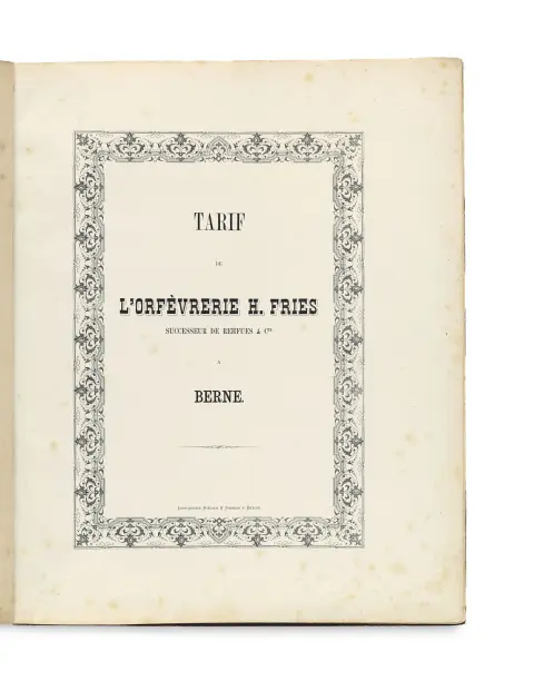 Bern Orfèvrerie H. Fries – Tarif de l'orfèvrerie H. Fries