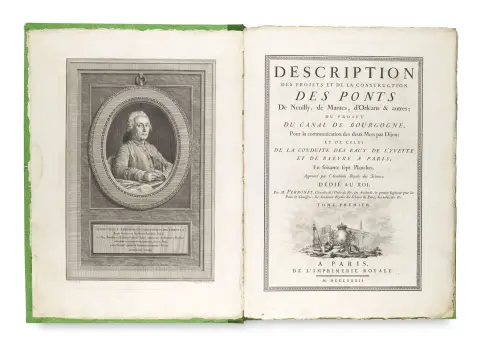 Jean Rodolphe Perronet – Description des projets et de la construction des ponts de Neuilly, de Mantes, d'Orléans & autres ... 3 Bände (I,…