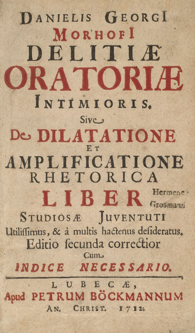 Daniel Georg Morhof – Delitiae Oratoriae Intimioris