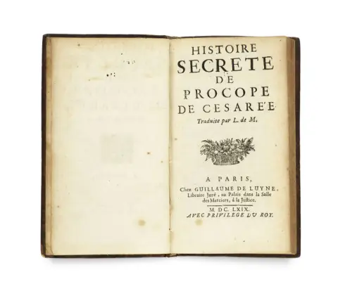 Histoire Secrete de Procope de Cesare'e. Paris, Guillaume de Luyne, 1669