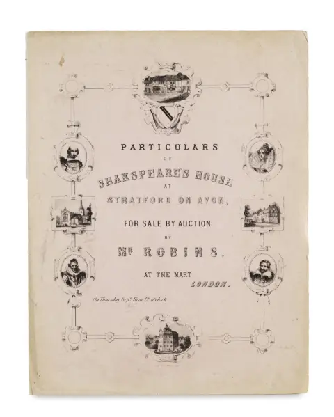 Particulars of Shakspeare's House, at Stratford on Avon, for Sale by Auction, by Mr. Robins