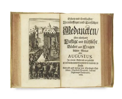 Christian Thomasius – Lustiger und Ernsthaffter Monats-Gespräche Anderer Theil, in sich begreiffend Die sechs letzten Monate des 1688