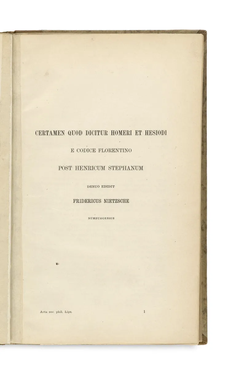 Friedrich Nietzsche – Certamen quod dicitur Homeri et Hesiodi
