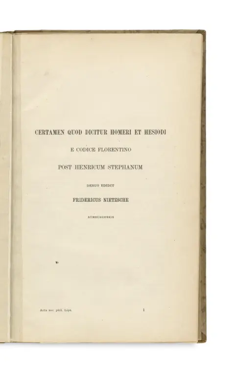 Friedrich Nietzsche – Certamen quod dicitur Homeri et Hesiodi