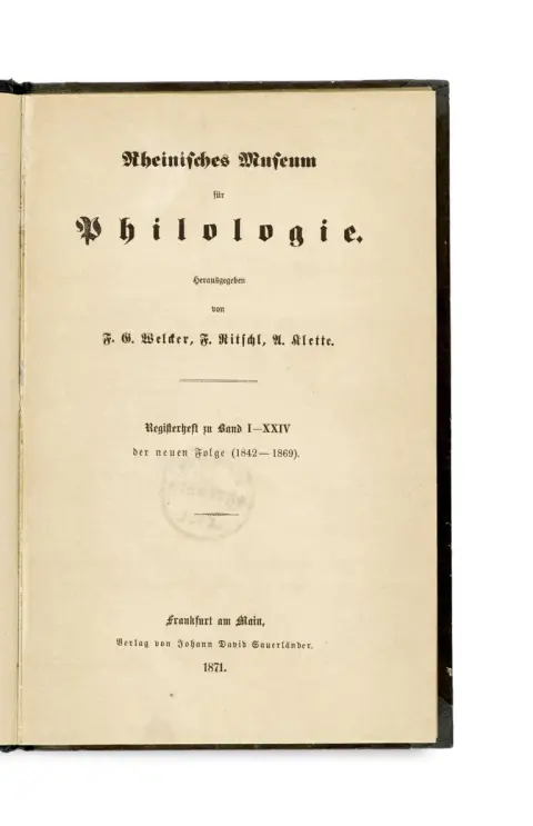 Friedrich Nietzsche – Rheinisches Museum für Philologie