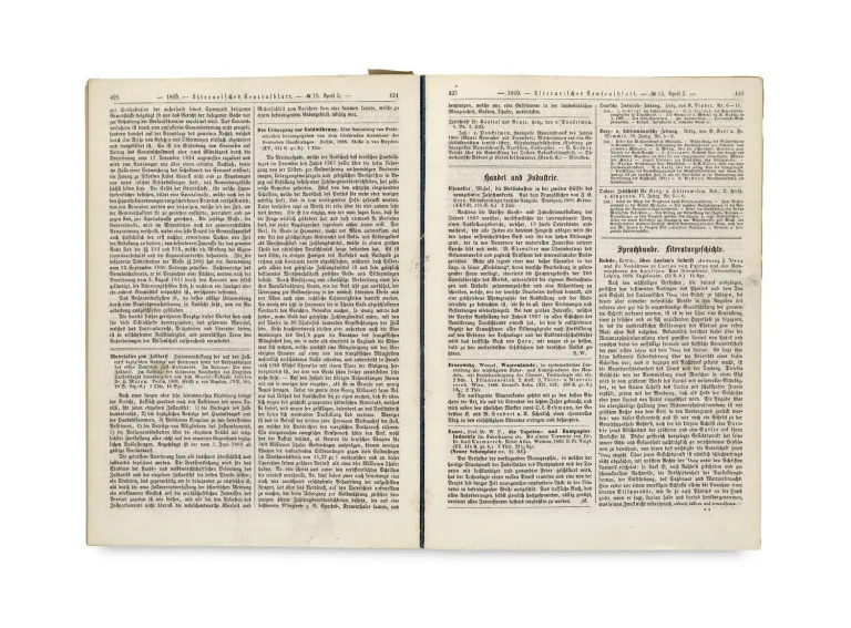 Friedrich Nietzsche – Collectie van 8 eerste drukken van Nietzsche in "Literarisches Centralblatt für Deutschland", 1868-1870