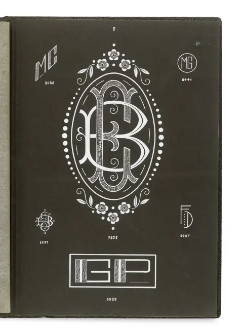 Collection de 120 projets originaux pour vignettes de monogrammes artistiques de style Art nouveau et Art déco