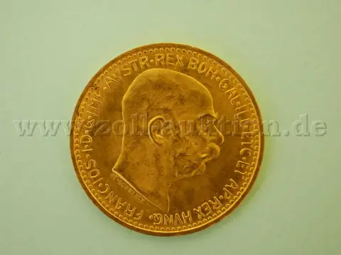 1 österreichische 10-Kronen-Goldmünze, 900/- Gold, Nachprägung, ca. 3,38 g