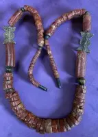 Tribal Bauxit Steinkette, wohl Ghana, L-80 cm, ca. 190 gr, Tragespuren