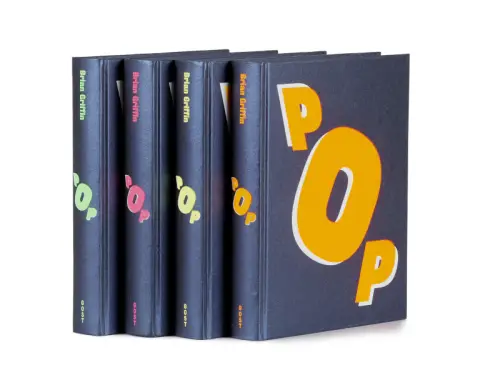 Brian Griffin – Pop. 4 egzemplarze z różnokolorowymi tytułami na okładkach w kolorze zielonym, żółtym, różowym i pomarańczowym