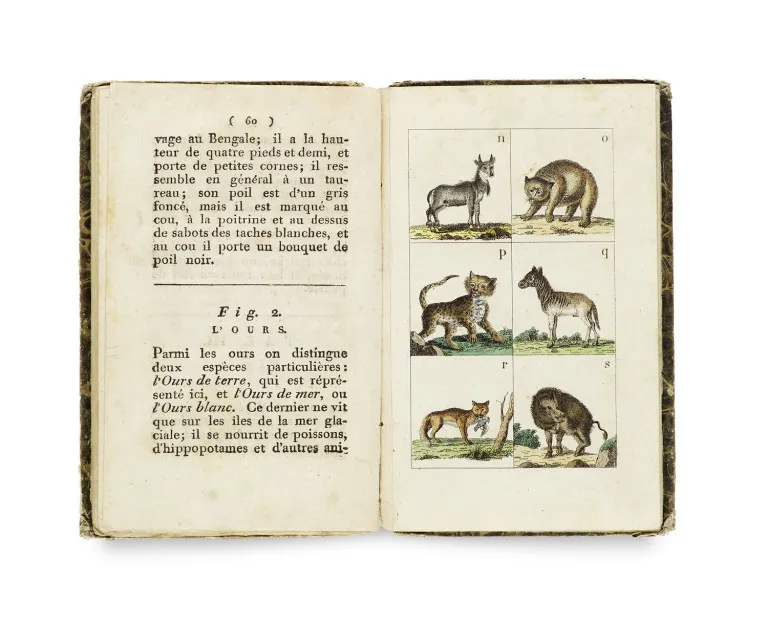 Nouvel Abecedaire avec des Conversations sur l'Histoire des Animaux ornés de jolies gravures