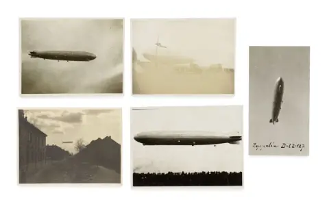 Collection de 8 photographies amateur et originales du dirigeable LZ 127 « Graf Zeppelin »