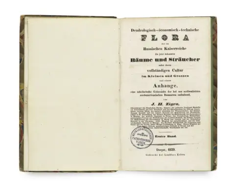 Johann Herrmann Zigra – Dendrologisch-economisch-technische flora van de tot nu toe in het Russische Rijk bekende bomen en struiken…
