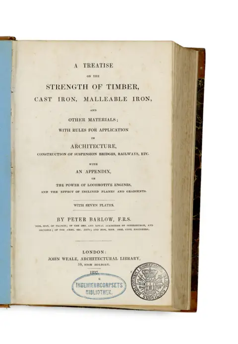 Peter Barlow – A Treatise on The Strength of Timber, Cast Iron, Malleable Iron, and other Materials