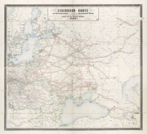 Johann Pohl et Bohuslav Widimský – Carte des chemins de fer de l'Europe orientale avec une attention particulière pour l'Empire russe d'après…