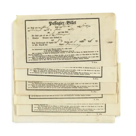 Collection de 10 billets de passager pour le transport avec la Preuss