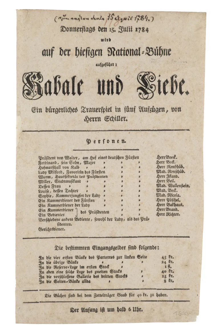 Friedrich Schiller – čtvrtek 15.
