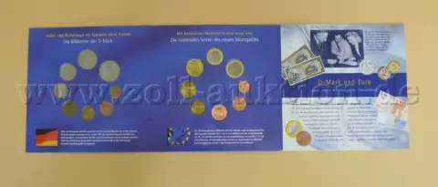 1 BRD valutawisselset 2001/2002 laatste DM en eerste Euro muntset