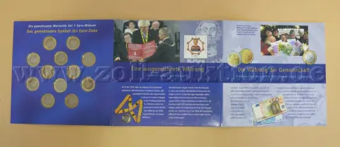 1 set de pièces courantes de 1 euro "L'euro 2002" La monnaie de la communauté