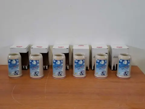 6 Oktoberfest mugs without pewter lid, annual mugs 2018, manufacturer: Rastal