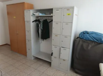 1 lockerkast met kledingroede, bestaande uit: 15 personeelslockers
