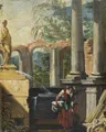Marco Ricci, Ancient Ruins with a Washerwoman. Follower of the 18th c.