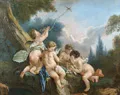 François Boucher "L'Amour Oiseleur". 1725. Copie au format modifié. Vers 1800.
