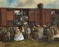 Adolf Dressler " Prisonniers autrichiens à la gare de Freiburg de Breslau 1866 ". Après 1866.