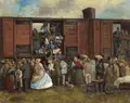 Adolf Dressler "Austrian prisoners at the Freiburg station of Breslau 1866". After 1866.