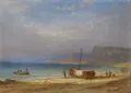 Carl Morgenstern, Barques de pêche sur la côte de Fécamp, Normandie. Probablement vers 1844.