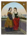 Carl Ferdinand Sohn "The Two Leonores Standing on the Balcony". 1834. Reduced-format copy of the late 19th century.